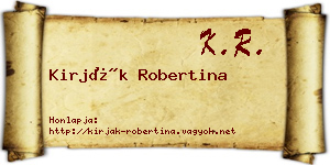 Kirják Robertina névjegykártya